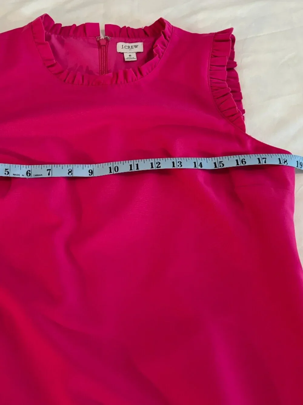 J. Crew Fuchsia Pink Ruffle Trim Sleeveless A-Line Dress Classic Career Sz 8